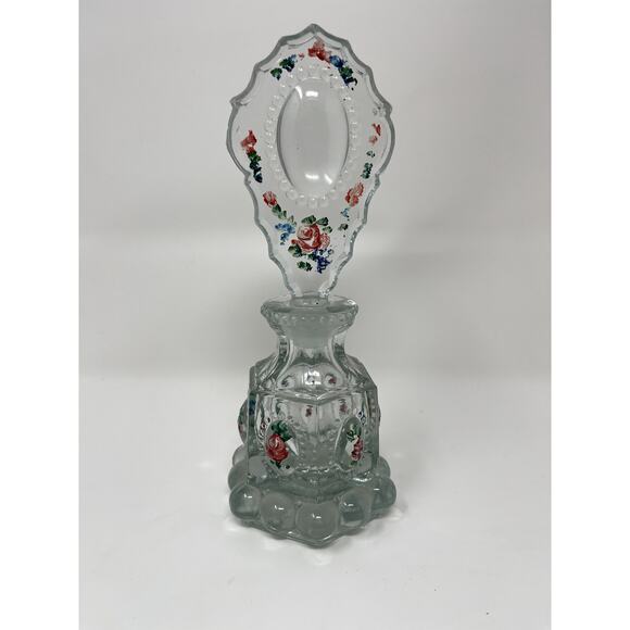 Vintage LE SMITH Hand Painted Floral Crystal Perfume Bottle With Stopper EUC - Picture 1 of 10